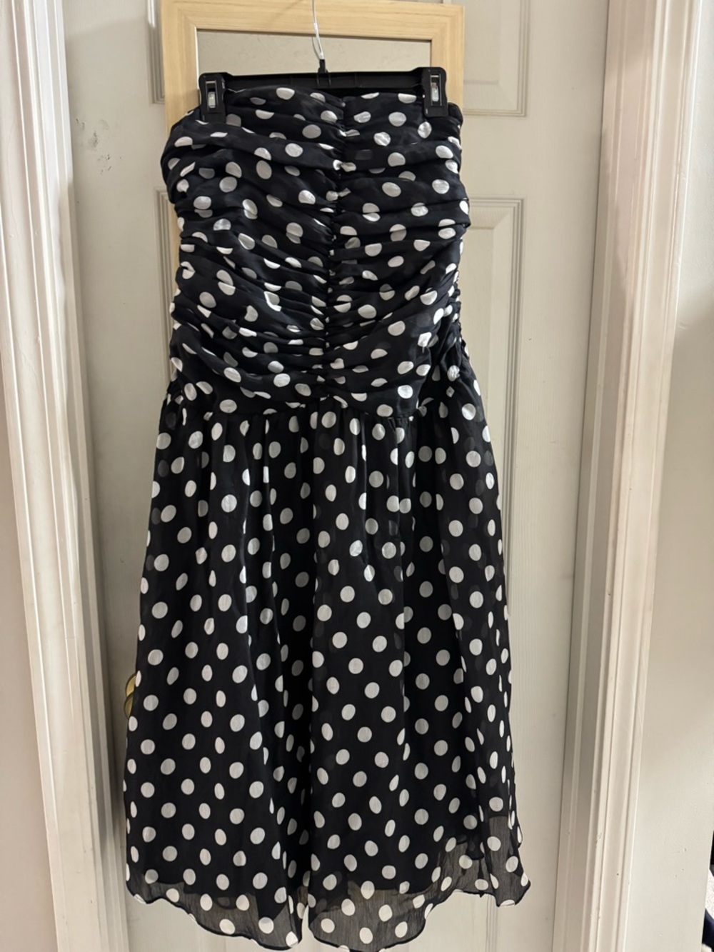 Marks & Spencer Black and White Polka Dot Strapless Dress